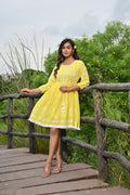 Yellow Embroidered Mini Dress
