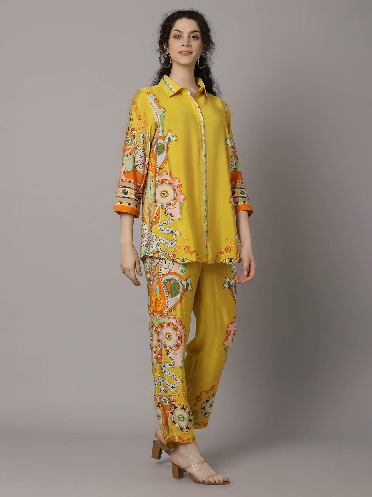 Yellow fusionic print co-ord set